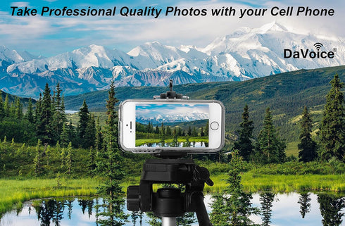 DaVoice 1/4" Tripod Phone Mount Screw Adapter, Compatible with iPhone Samsung and Cell Phones, Adjustable Smartphone