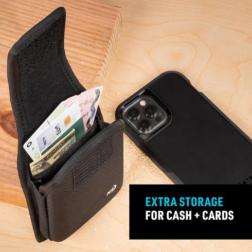 Nite Ize XX-Large Clip Case Hardshell Holster - Rugged Phone Holder with Belt Clip for Men & Women - Black Utility Pouch