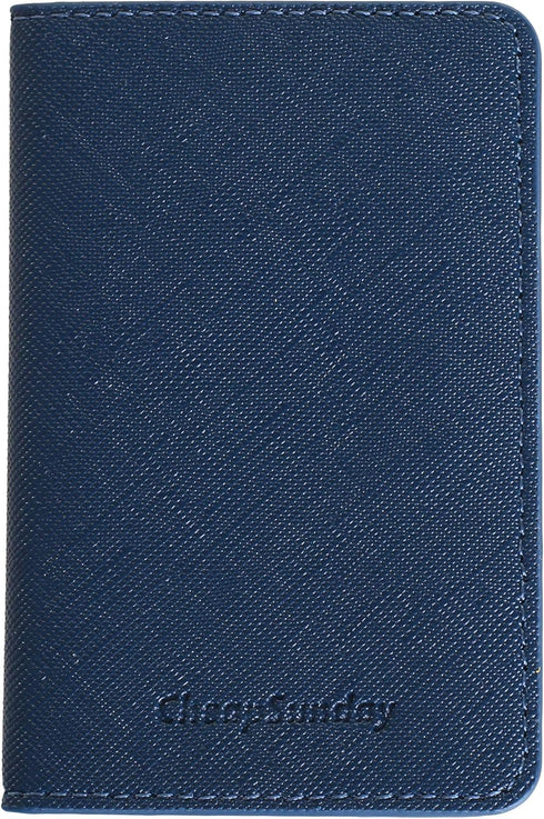 CheapSunday ID Card Holder for Back of Phone, Leather Stick-On Wallet with Stand, Waterproof Adhesive Wallet (Navy)