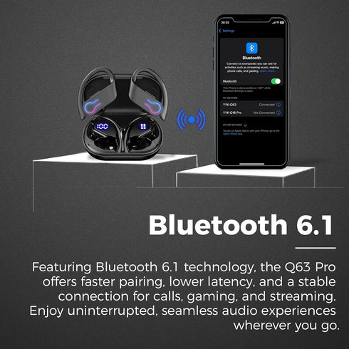 200H 6.1 IPX7 Wireless Bluetooth Earbuds with Playtime, Bluetooth Low Latency, Smart Noise Cancellation, Waterproof