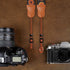 Ends,2" Padwa Lifestyle Hollow Crochet Orange Daisy Camera Strap - Double Layer Cowhide Cotton Vintage Camera Straps