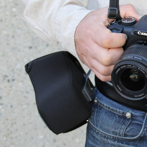 USA Gear DSLR Camera Case/SLR Sleeve with Zippered Accessory Storage, Flexible Neoprene & Holster Belt Loop, Compatible