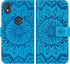 Asuwish Wallet Phone Case for Alcatel Lumos (DALN5023) / Axel (5004R) - Blue Sunflower Leather, Slim Flip, Card Holder,