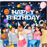 Sumind Space Happy Birthday Decorations, Astronaut Rocket Backdrop Banner for Kids Boys Party, 72.8 x 43.3 Inches