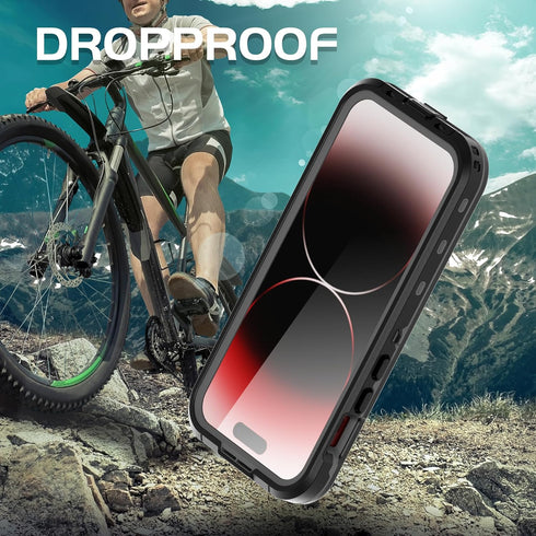 Waterproof Case for iPhone 15 Pro, Shockproof Protective Cover with Built-in Screen Protector for 6.1'' (clear black)