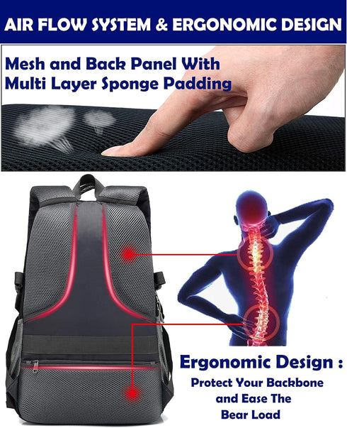 ProEtrade Extra Large Backpack for College, Fits Laptop Up to 17 inch, USB Charging Port, Anti-theft, Blue