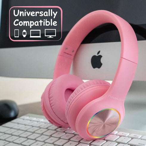 PowerLocus PLED Kids Bluetooth Headphones - Wireless Headphones with LED Lights, Safe Volume, Hi-Fi Stereo, Built-in Mic