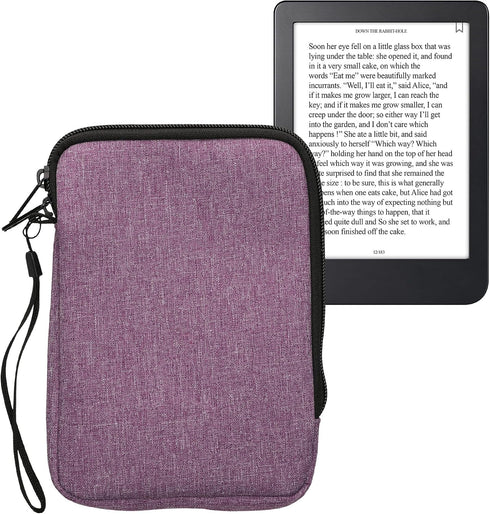 kwmobile 6" Fabric Protective Cover Compatible with eReader Cover - Fabric Cover for e-Reader with Zip - Lavender