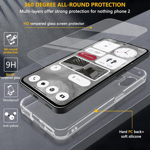 Nothing Phone 2 Case by Hensinple: Slim, Shockproof, Military Grade, Anti-Yellowing, with Tempered Glass Screen