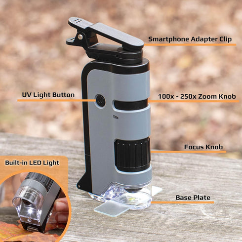 Carson 100x-250x LED MicroFlip Pocket Microscope MP-250