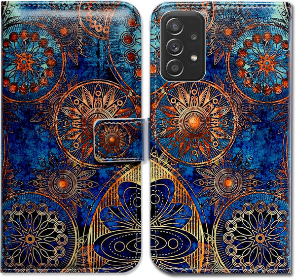 Case for Galaxy A52 5G: Gorgeous Circle Mandala Leather Flip Phone Case Wallet Cover with Card Slot for Samsung Galaxy
