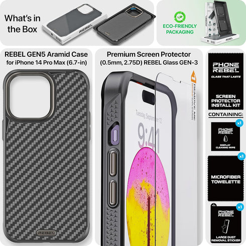 REBEL Case for iPhone 14 Pro Max - Gen-5 Aramid Fiber, Strong MagSafe Compatible, Shockproof Corners, Upgraded Design