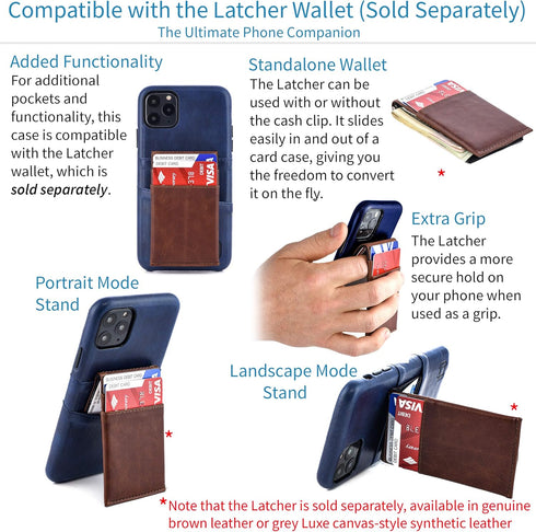 Dockem Wallet Case for iPhone 11 Pro: Metal Plate for Magnetic Mounting & 2 Credit Card Slots, Navy Blue