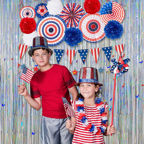 Melsan Silver Tinsel Foil Curtain, 2 Pack, 3.2 ft x 8.2 ft, Sparkle Metallic Backdrop for Party Decorations