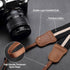 Padwa Lifestyle Black Striped Camera Strap - Vintage Crazy Horse Cowhide & Cotton, 1.5" Wide, Adjustable for DSLR