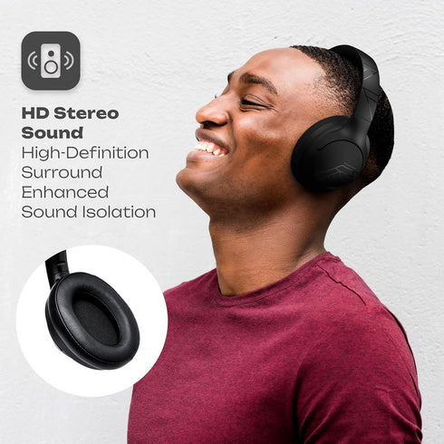 PowerLocus Bluetooth Headphones Over Ear, 50H Playtime with 4 EQ Modes, Wireless Headphones with Microphone, HiFi