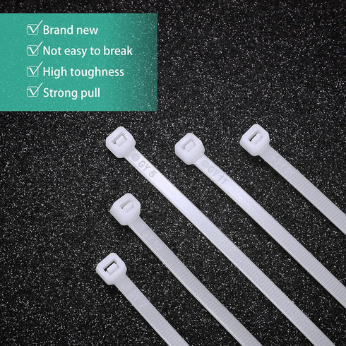 Shappy 50 Pcs Zip Ties, Heavy Duty Strong Large Cable Wire Ties for Bundling Crops and Fixed Water Pipes (White)