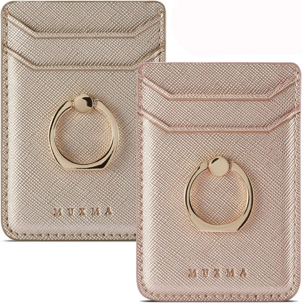 BIAJIYA Cell Phone Card Holder RFID Ring Stand Stick on Wallet for Back of Phone for iPhone, Android, All Smartphones
