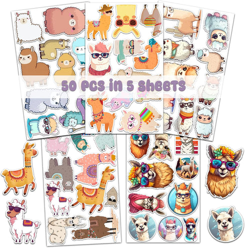 50 Pcs Funny Llama Stickers Waterproof Decals Vinyl Cute Animal Alpaca Camel Theme Sticker Patches Bottles Computer Laptop Phone Case Motorcycle for Boys Girl Teens by BIGZORO