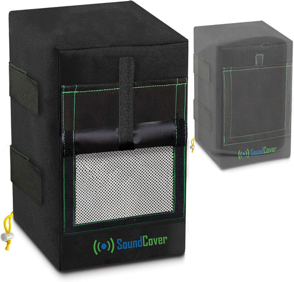 Two Small Heavy Weight 600D Waterproof Outdoor Speaker Covers for C-Bracket Mounted Speakers, Fits Yamaha & Polk