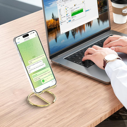 HZZADZXW Metal Cell Phone Stand for Desk, Cute One-Piece Phone Holder, Stable Desktop Display Dock for iPhone, iPad