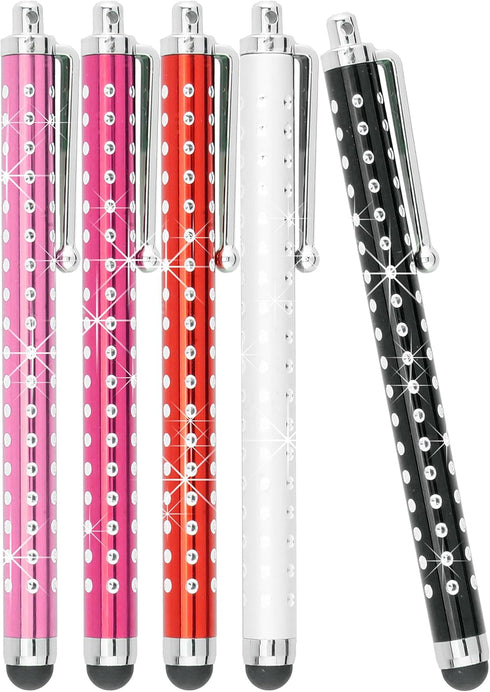 Eco-Fused 10 Pack Bling Metal Stylus Pens, Universal, Compatible with All Capacitive Touchscreen Devices, iPad, iPhone