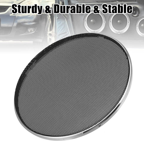 X AUTOHAUX 2pcs 6.5 Inch Car Metal Audio Speaker Grill Cover, Silver Tone Decorative Circle Grille Protector