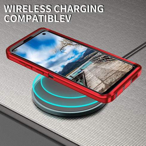 Heavy Duty Case for Galaxy S10, Shockproof Dust/Drop Proof 3 Layers Full Body Protection Rugged Cover, Red/Black