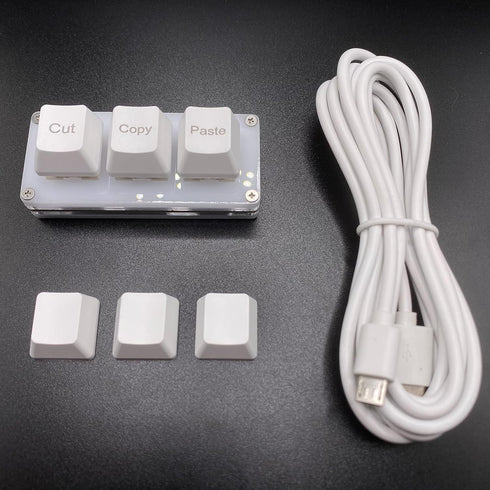 Mini 3-Key Cut Copy Paste Keyboard, Ctrl X C V Shortcut One Handed RGB Macro Pad Gaming Mechanical Keyboard,