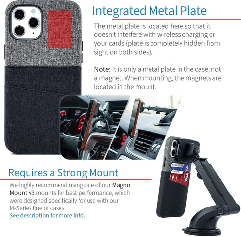 Dockem Wallet Case for iPhone 12 Pro Max - Built-in Metal Plate for Magnetic Mounting & 2 Credit Card Holders, Luxe M2