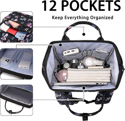 Backpack Commuter Daypack 15.6 Inch Hidds Laptop Purse for Women, Work Business College School Computer Bag Large Girls