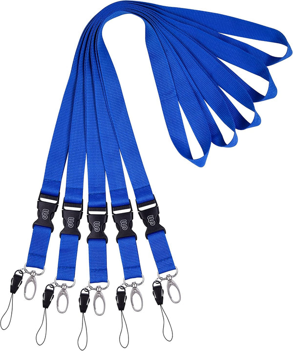Wisdompro Office Lanyard, 5pcs 23 inch Polyester Neck Strap with Oval Clasp for Phones, Camera, USB, Key - Blue