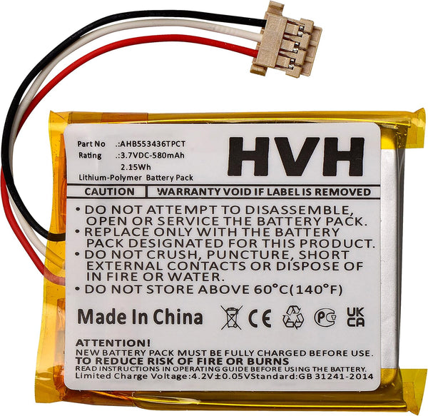 HVH Battery Replacement for ADT AHB553436TPCT, DBC835, Wireless HD Doorbell Camera 580mAh