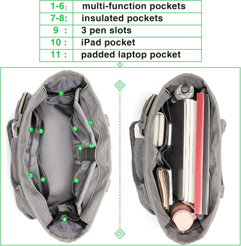 Laptop Tote Bag, Middle Size Computer Messenger Bag with 15.6'' Padded Laptop Sleeve