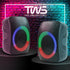 QFX PBX-126 TWS Bluetooth Portable Speaker - 10-Watt with 4” Woofer, FM Radio, LED Lights, AUX, USB, TF Input (Black)