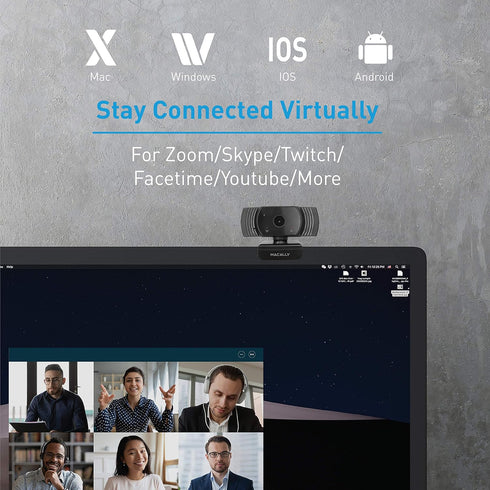 Macally 1080P 120 30FPS Webcam with Microphone - Stay Connected Virtually - Wide Angle HD USB Computer Camera