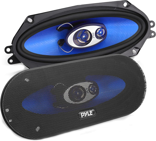 Pyle 3-Way Universal Car Stereo Speakers, 300W 4" x 10" Triaxial Loud Pro Audio, Universal OEM Quick Replacement