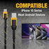 DEWALT 10 ft Type C to USB Cable Fast Charging USB-C to USB-A, Reinforced Braided Cable for durability.