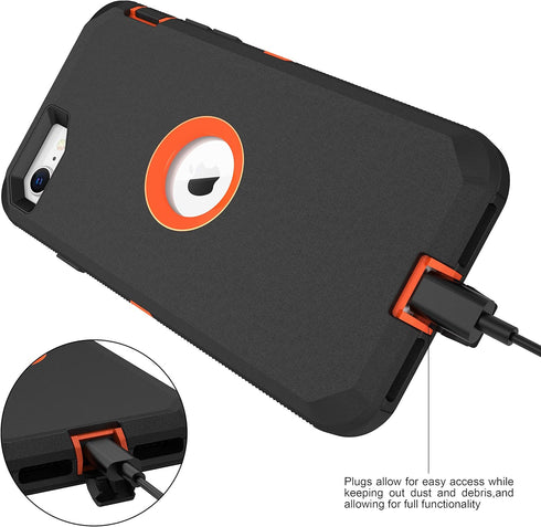 MXX Heavy Duty Protective Case for iPhone SE 2020/SE 2022 with Screen Protector, Orange/Black