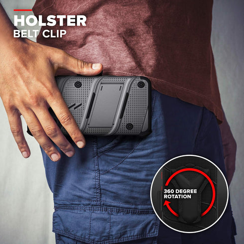 ZIZO Bolt Series Case for iPhone 12 Mini with Screen Protector, Kickstand Holster Lanyard - Gun Metal Gray