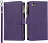 Jaorty Wallet Case for iPhone 7/8/iPhone SE 2nd 2020/iPhone SE 3rd 2022, 9 Card Slots, Zipper Cash Pocket, Purple
