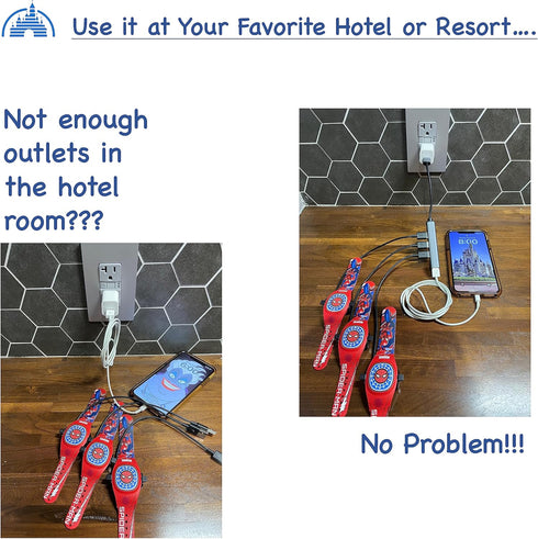 MultiCharger for MagicBand+, Compatible with FuelRod & Other External Battery, Disneyland Accessories for Disney World