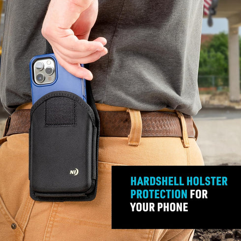 Nite Ize XX-Large Clip Case Hardshell Holster - Rugged Phone Holder with Belt Clip for Men & Women - Black Utility Pouch