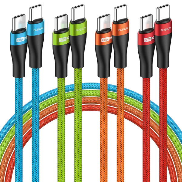USB C to USB C Cable 10FT 4-Pack, 60W Nylon Braided Charger Cable Compatible for Phone 15/15 Pro/15 Pro Max, MacBook