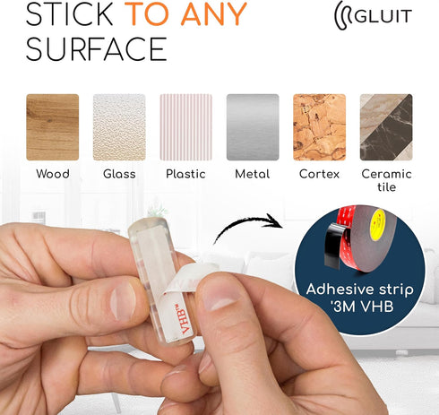 GLUIT Transparent Adhesive Desktop Cable Organizer, Versatile Cord Holders and Clips for Office Desk Accessories