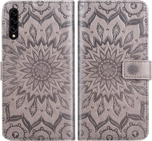 Phone Case for Samsung Galaxy A50, Wallet Cases with Tempered Glass Screen Protector, Leather Magnetic Flip Cover