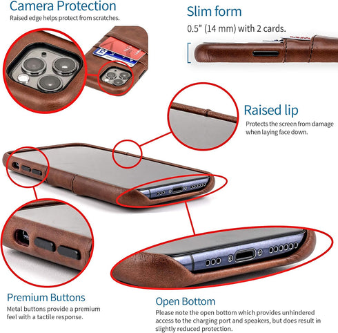 Dockem Wallet Case for iPhone 11 Pro - Built-in Metal Plate for Magnetic Mounting & 2 Credit Card Holder Slots