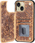RMAWRAD 15 6.1" Wallet Real Leather Case Compatible with iPhone Genuine LeatherShockproof, Anti-Fall Case, Flip Cover