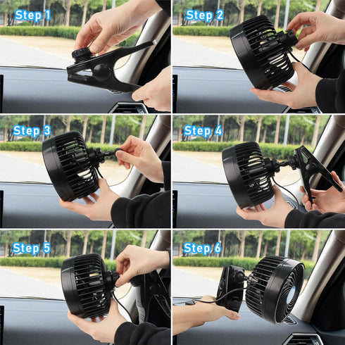 6'' 12V Alagoo Car Fan Cool Gadgets Clip Fan for Front Rear Seat Passenger Portable Electric Air Fresh Fan