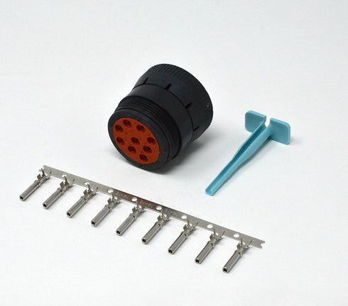 Deutsch HDP10 9-pin Female SAE J1939 Diagnostic Connector kit, 14-16 AWG Stamped Contacts